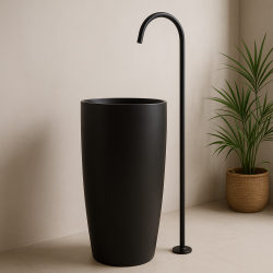 Waterevolution Flow wolnostojąca bateria umywalkowa z wylewką matowa czarna T1677PR